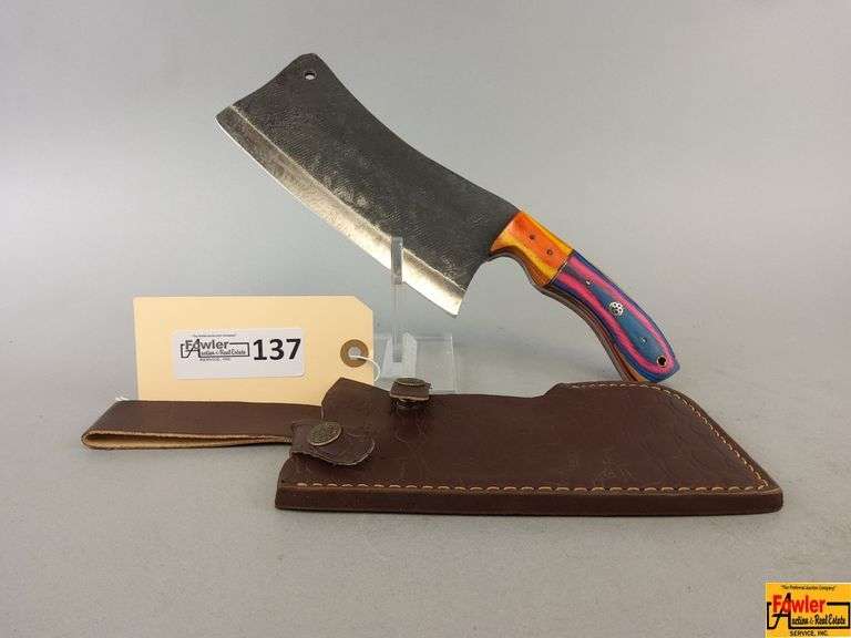 Hand Forged Cleaver with Leather Sheath image