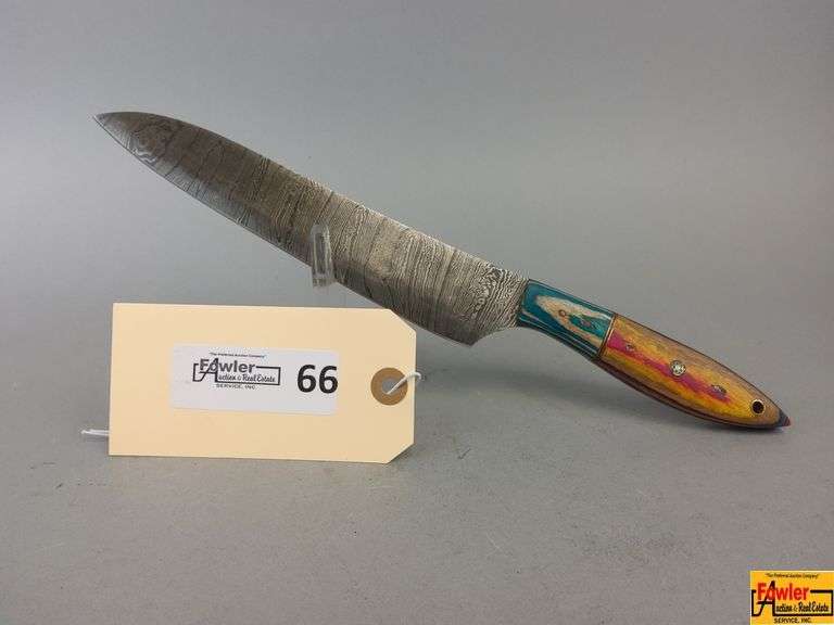 Damascus Style Chef's Knife with Colorful Handle image