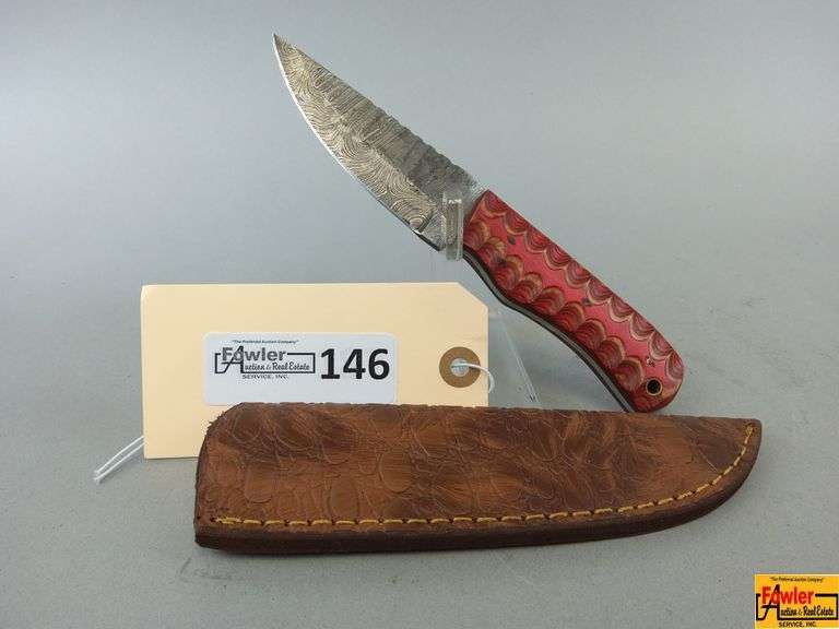 Damascus Style Steel Knife with Sheath image
