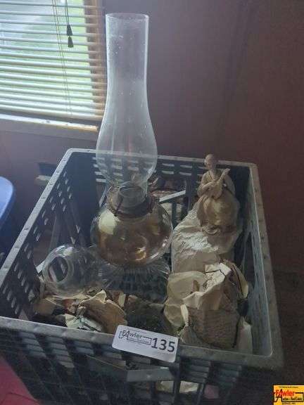 Oil Lamp, Figurine, and Other Glass Items image