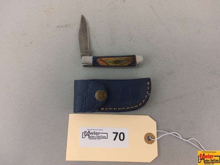 Pocket Knife with Wood Handle and Sheath image