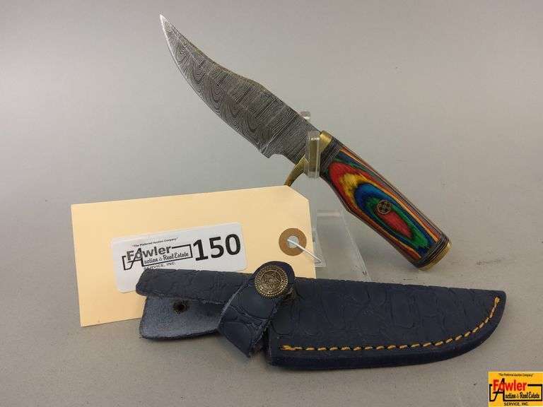 Damascus Style Steel Knife with Sheath image