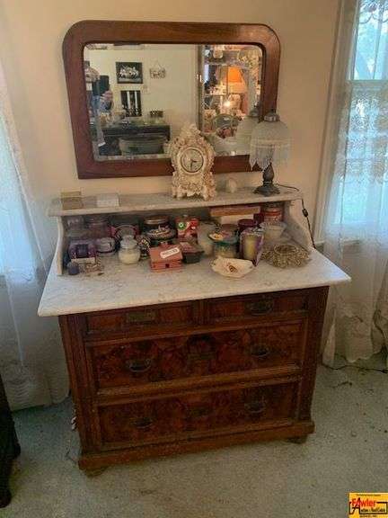 Vintage Dresser & Detached Mirror (Contents Not Included) image