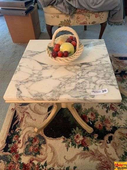 Table with Faux Fruit Arrangement image