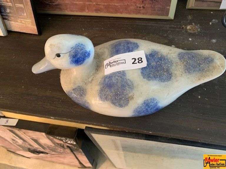 Vintage Flambro Blue White Porcelain Duck from the Countryside Collection image