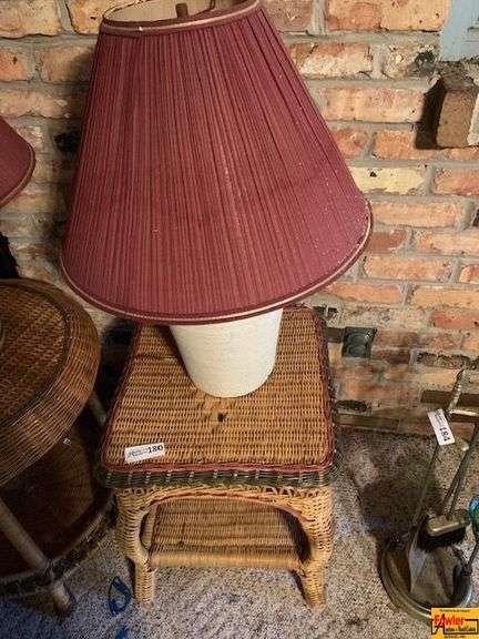 Wicker Table & Lamp image