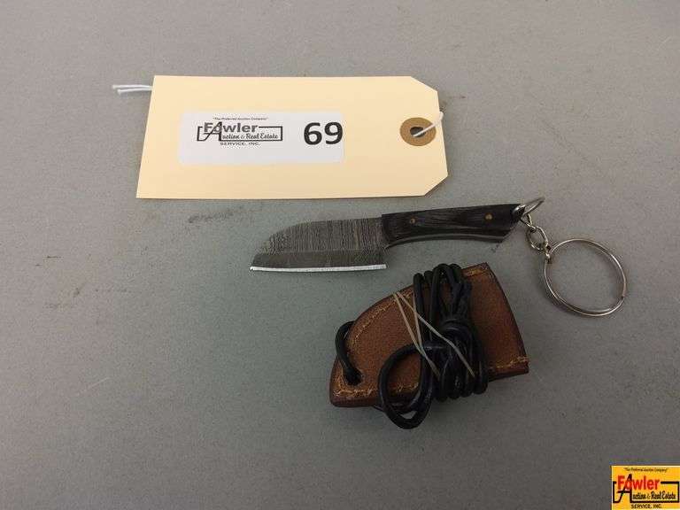 Damascus Style Miniature Knife Keychain with Sheath image