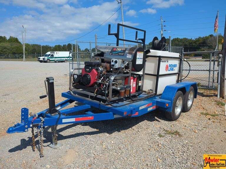 Trailer-Mounted Power Line Industrial Duty Pressure Washer; 438.9 hrs