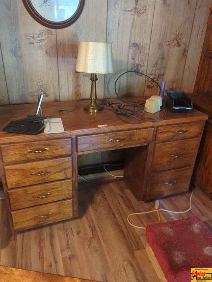 Wood Desk With Contents image