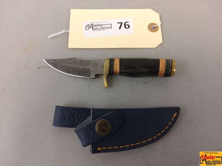 Damascus Style Steel Fixed Blade Knife with Sheath image