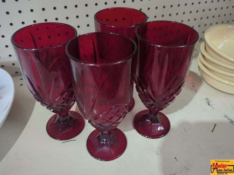 4 Dublin Red Iced Tea Glasses (H261) image