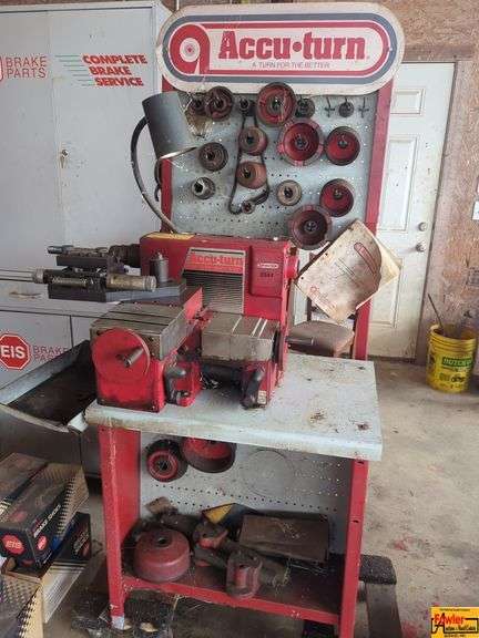 Accu-Turn Brake Lathe & Several Boxes Of Brake Heads (will turn big truck rotors) image