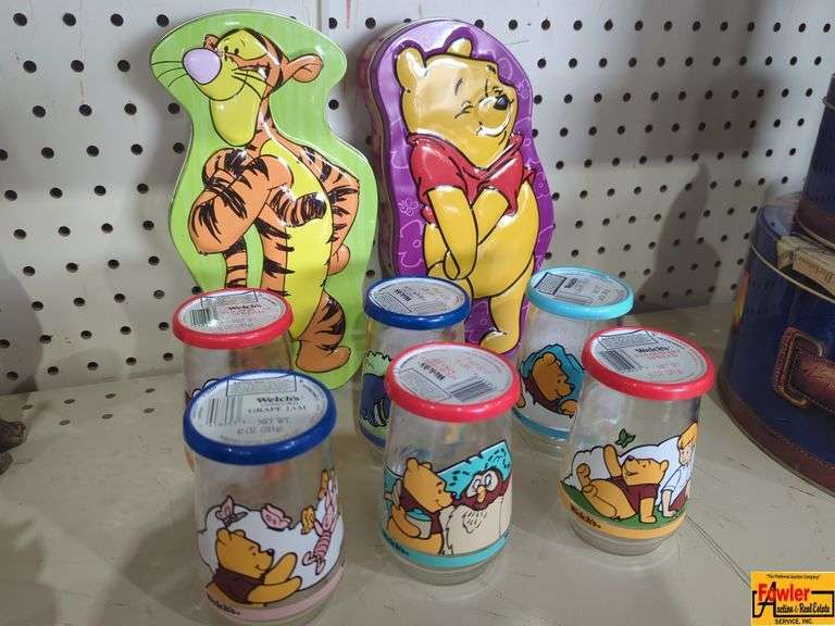 Winnie the Pooh; 2 Tins & 6 Jelly Jars (H311) image