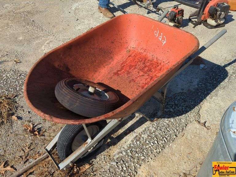 Red Wheelbarrow with Spare Wheel image