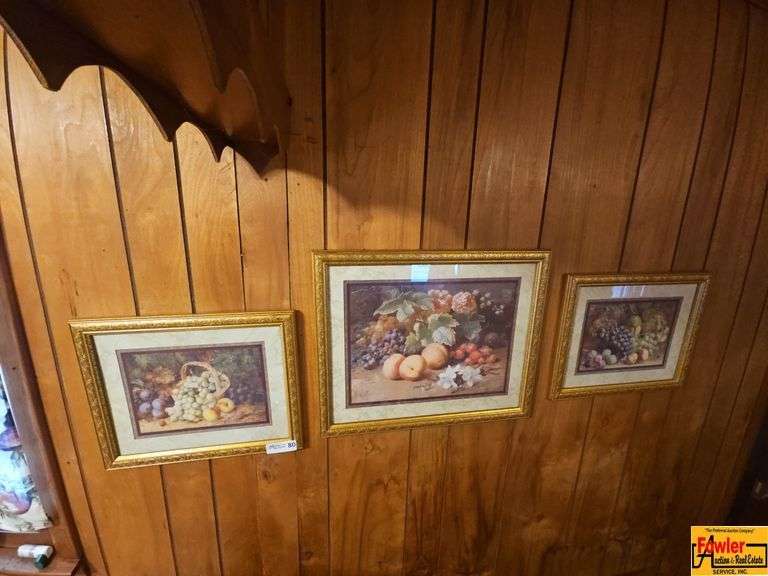 Three Framed Pictures Featuring Fruit Wall Grouping image
