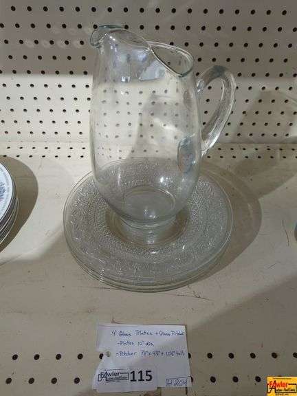 (4) Glass Plates & Glass Pitcher (H204) image