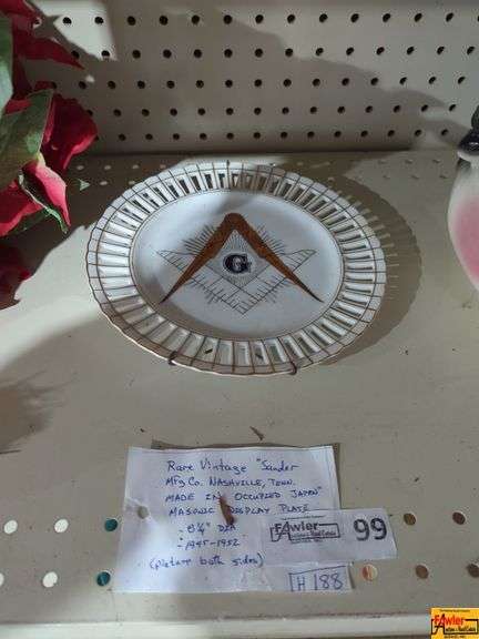 Rare Vintage Masonic Plate (Made In Occupied Japan) (H188) image