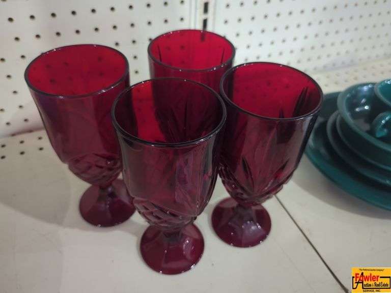 4 Dublin Red Iced Tea Glasses (H277) image