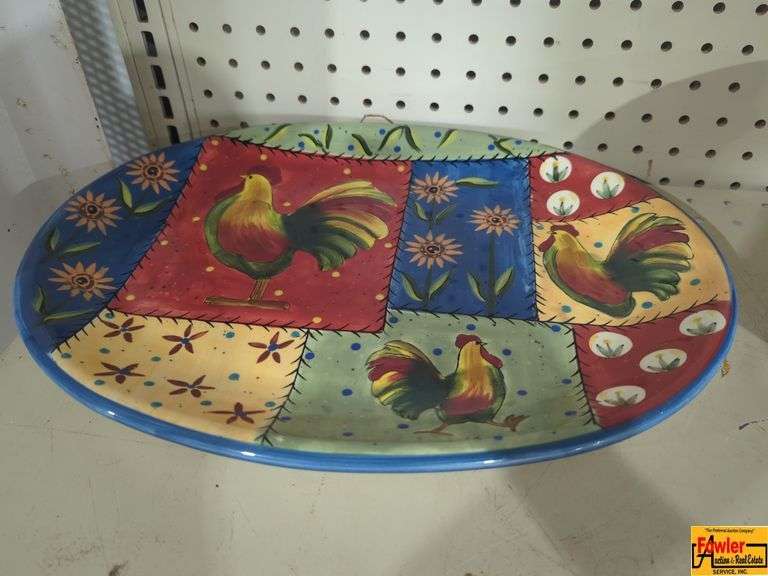 Large Vintage Red Rooster Platter (H282) image