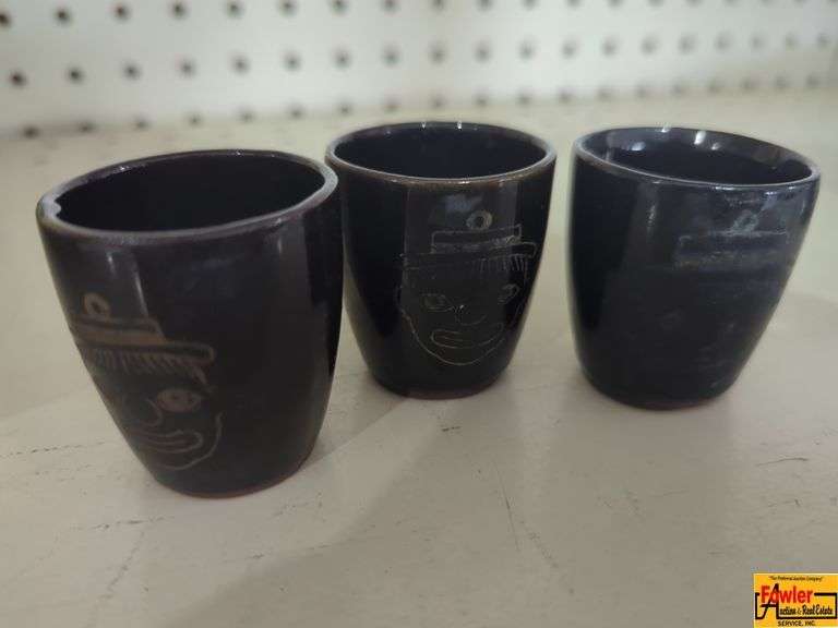 Vintage 1950s Clown Folk Art Shot Glasses (H291) image