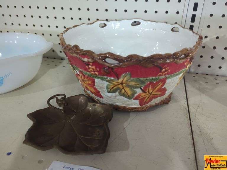 Autumn Leaf Serving Bowl & Brass Mint Dish (H285) image