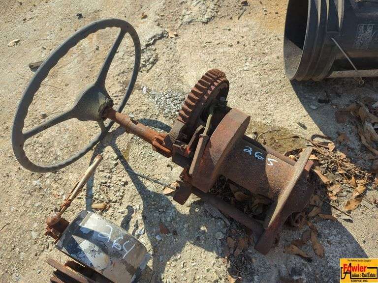 Vintage Style Manual Winch with Wheel & Cable Drum image