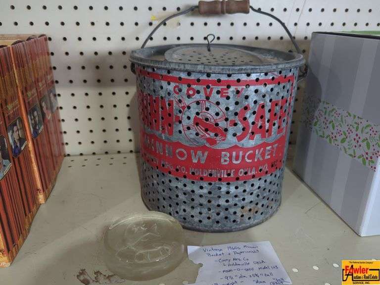 Vintage 1960s Minnow Bucket & Paperweight (H307) image