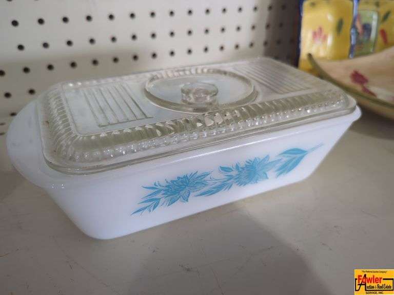 Vintage 1960s Glasbake Blue Thistle Loaf Pan (H290) image