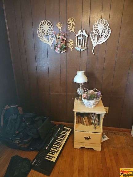 Decor Grouping with Lamp, End Table, Keyboard and Wall Art image