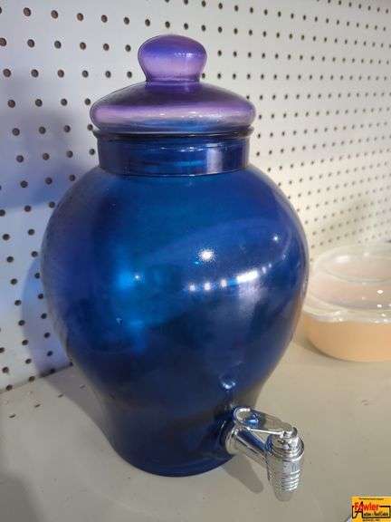 Large Blue Glass Beverage Dispenser (H295) image