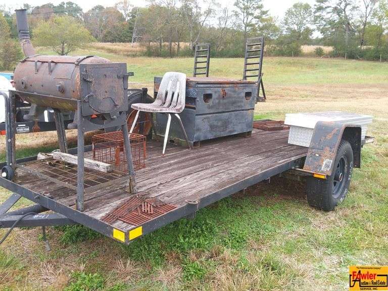 16' Utility Trailer With BBQ Grill, Toolbox & Job Box; Bill Of Sale Only image