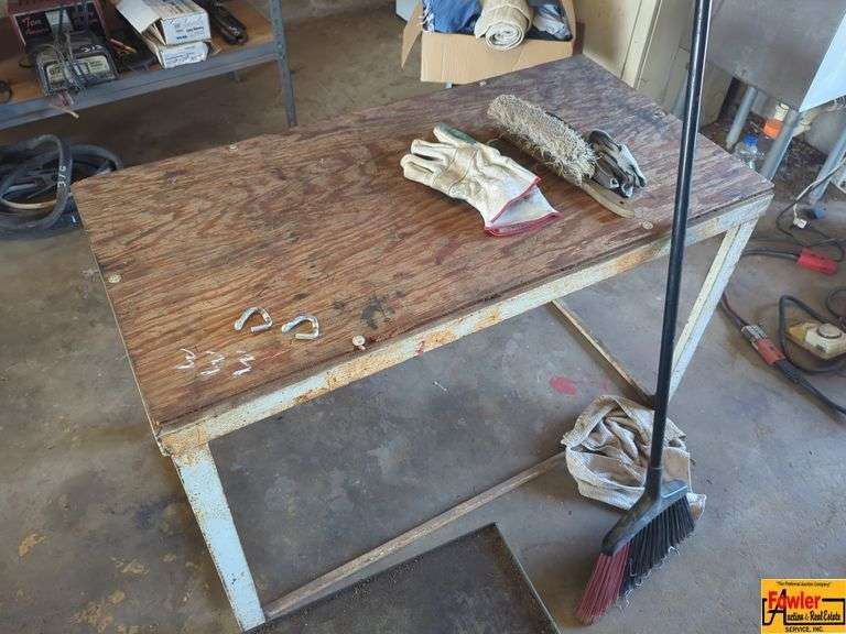 Steel Framed Work Table with Supplies image