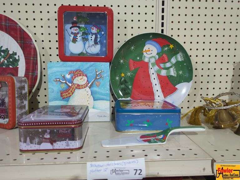 Christmas Snowmen Plates & Tins (H161) image
