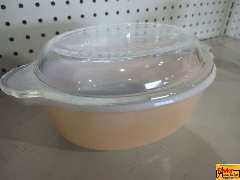 1960s Fire-King Peach Luster Dish with Lid (H296) image