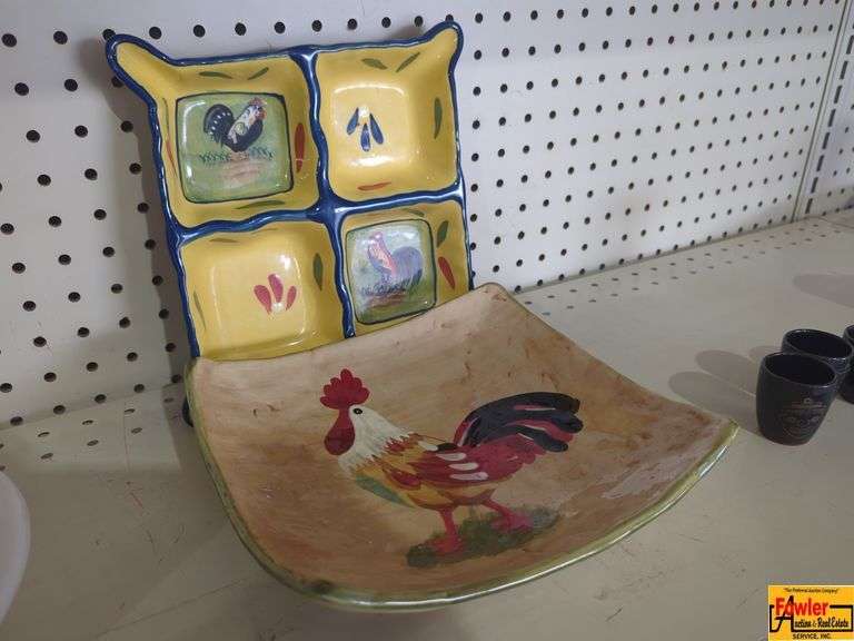Honey Rooster Serving Platter & Divided Relish Dish (H291) image