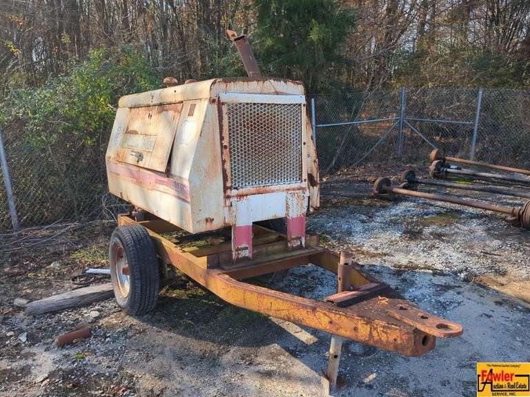 Gardner Denver Air Compressor With Gasoline Engine On Trailer image