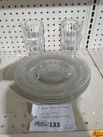 4 Glass Plates & 4 Glasses (H222) image