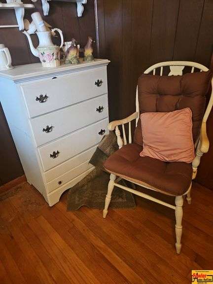 Painted Dresser and Spindle Back Armchair image