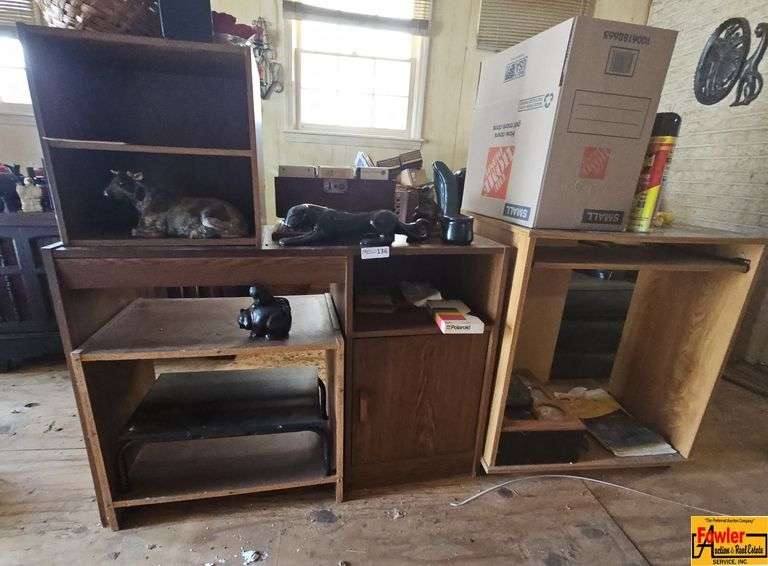 Desk, Book Shelf, Rolling Cabinet and 8 Track Tapes image