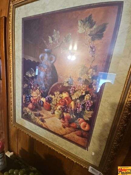 Home Interiors Fruit & Grape Still Life Framed Wall Picture image