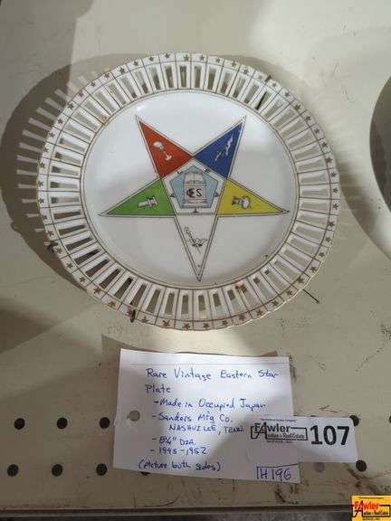 Rare Eastern Star Plate, Made In Occupied Japan (H196) image