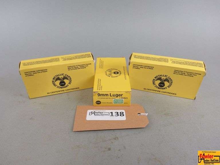Three Boxes of UMC 9mm Luger Ammunition image