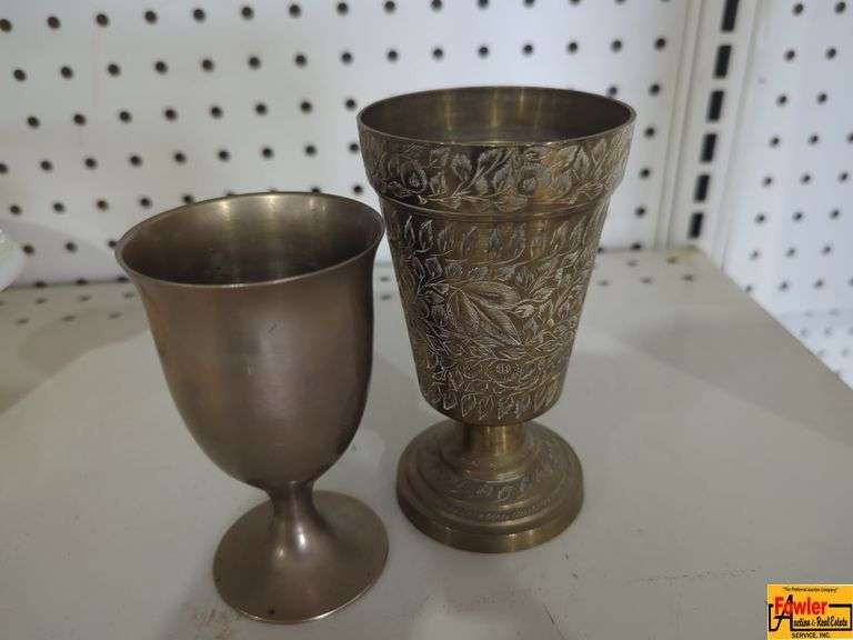 2 Vintage Brass Goblets (H297) image