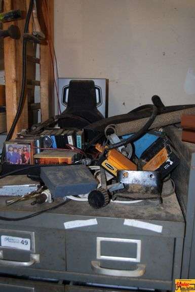 Gray Metal Multi-Drawer Storage Cabinet Filled with Hardware image