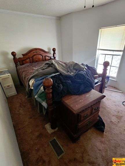 Wooden Bedroom Set with Bed Frame, Nightstand, and Headboard image