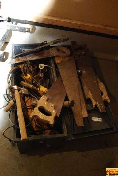 Toolbox with Hand Saws and Power Drill image