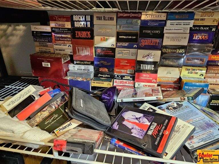 Collection of VHS Tapes, DVDs, and Vinyl Records image