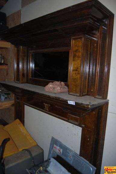 Decorative Wooden Fireplace Mantel with Mirror image