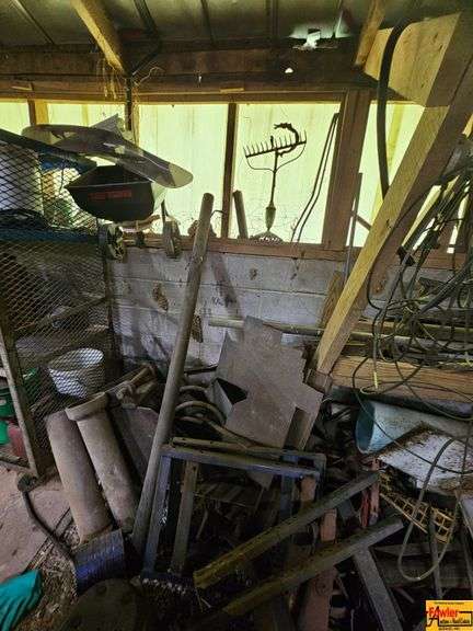 Mixed Lot of Lumber, Metal, Tools, and Household Items