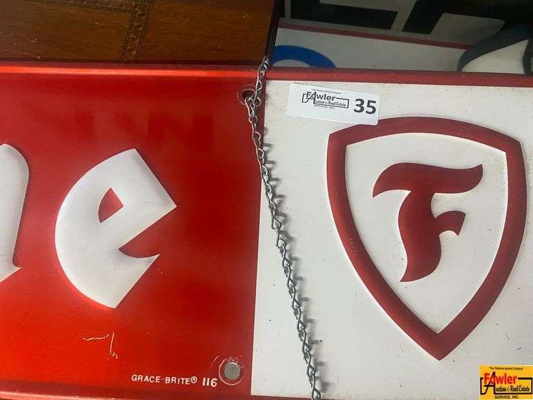 Firestone Tire Embossed Metal Advertising Sign